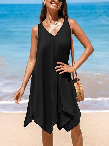 CUPSHE Women's Sleeveless Swimsuit Cover Ups Cutout Irregular Hem Knit Flowy Midi Dress in Saudi Arabia
