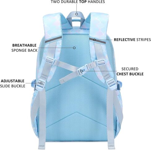 حقيبة ظهر بتصميم حورية البحر للفتيات مع صندوق غداء للأطفال، حقيبة ظهر للكتب الابتدائية، حقائب مدرسية متوسطة للمراهقين، مجموعة حقيبة ظهر مدرسية 3 في 1 in Kuwait