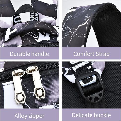 School Backpack Lunch Box Set Water Repellent Casual Daypack Lightweight Bookbags for Kids (A-style Camo Black) in Saudi Arabia