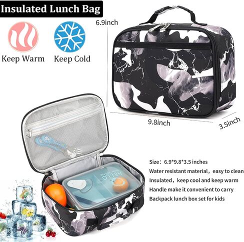 School Backpack Lunch Box Set Water Repellent Casual Daypack Lightweight Bookbags for Kids (A-style Camo Black) in Saudi Arabia
