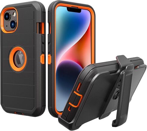 حافظة لهاتف iPhone 14 Plus مع مشبك حزام/حافظة/مسند، حافظة حماية متينة لكامل الجسم مع قطعتين واقيات شاشة لهاتف Apple iPhone 14 Plus للرجال مقاس 6.7 بوصات (أزرق داكن) in Kuwait