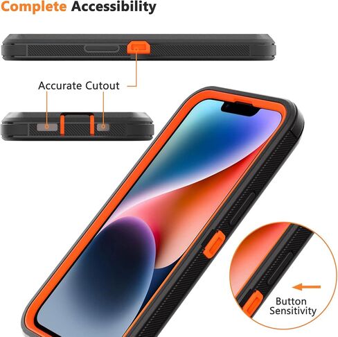 حافظة لهاتف iPhone 14 Plus مع مشبك حزام/حافظة/مسند، حافظة حماية متينة لكامل الجسم مع قطعتين واقيات شاشة لهاتف Apple iPhone 14 Plus للرجال مقاس 6.7 بوصات (أزرق داكن) in Kuwait