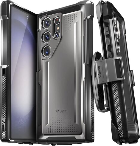 حافظة Vena vArmor متينة لهاتف Samsung Galaxy S23 Ultra (2023)، (حماية من السقوط من الدرجة العسكرية) غطاء بمشبك حزام شديد التحمل مع مسند in Kuwait