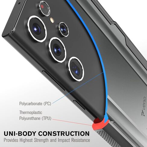 حافظة Vena vArmor متينة لهاتف Samsung Galaxy S23 Ultra (2023)، (حماية من السقوط من الدرجة العسكرية) غطاء بمشبك حزام شديد التحمل مع مسند in Kuwait