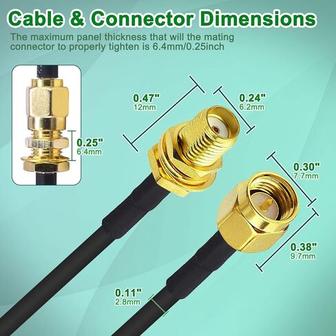 SMA Male to SMA Female Bulkhead Mount Cable RG174 6.5ft/2M SMA Extension Cable SMA Jumper RF Coaxial Cable for SDR Equipment Antenna Ham Radio 3G 4G LTE Antenna ADS-B Dongle Receiver in Saudi Arabia