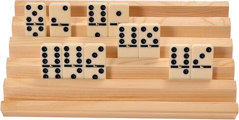 Wooden Domino Holders Set of 4 Mexican Train Dominoes Accessories, Domino Trays for Mexican Train Dominoes Set, Wood Domino Racks for Adults Domino Game Holder for Home Party in Kuwait