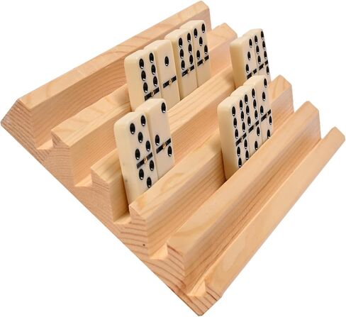 Wooden Domino Holders Set of 4 Mexican Train Dominoes Accessories, Domino Trays for Mexican Train Dominoes Set, Wood Domino Racks for Adults Domino Game Holder for Home Party in Kuwait