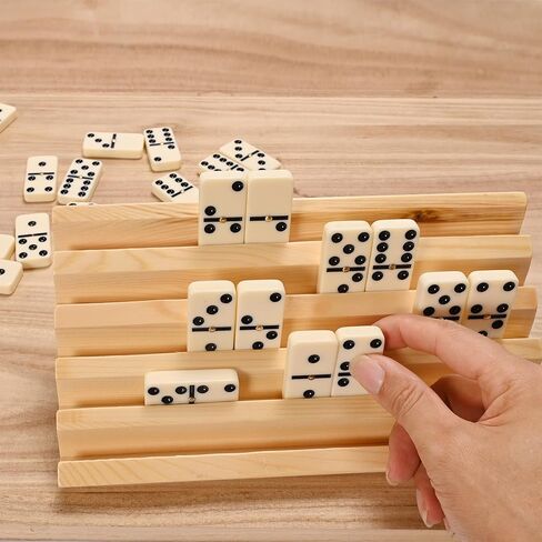 Wooden Domino Holders Set of 4 Mexican Train Dominoes Accessories, Domino Trays for Mexican Train Dominoes Set, Wood Domino Racks for Adults Domino Game Holder for Home Party in Kuwait