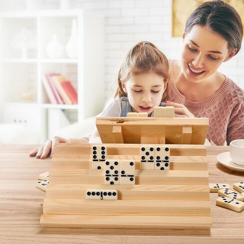 Wooden Domino Holders Set of 4 Mexican Train Dominoes Accessories, Domino Trays for Mexican Train Dominoes Set, Wood Domino Racks for Adults Domino Game Holder for Home Party in Kuwait