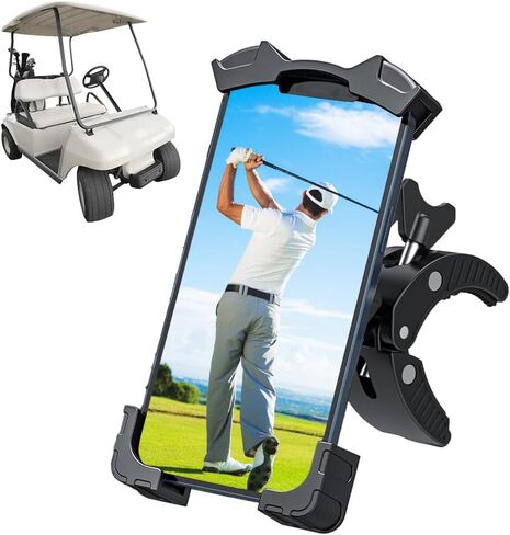 حامل هاتف الجولف، ملحقات حامل هاتف عربة الجولف المتوافقة مع iPhone/Galaxy/Google Pixel، حامل هاتف عربة الجولف قابل للتعديل بزاوية 360 درجة مناسب لسيارة Ezgo/Club Car/Yamaha in Kuwait
