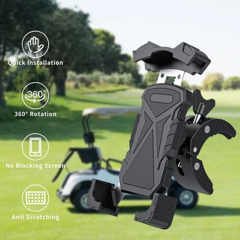حامل هاتف الجولف، ملحقات حامل هاتف عربة الجولف المتوافقة مع iPhone/Galaxy/Google Pixel، حامل هاتف عربة الجولف قابل للتعديل بزاوية 360 درجة مناسب لسيارة Ezgo/Club Car/Yamaha in Kuwait