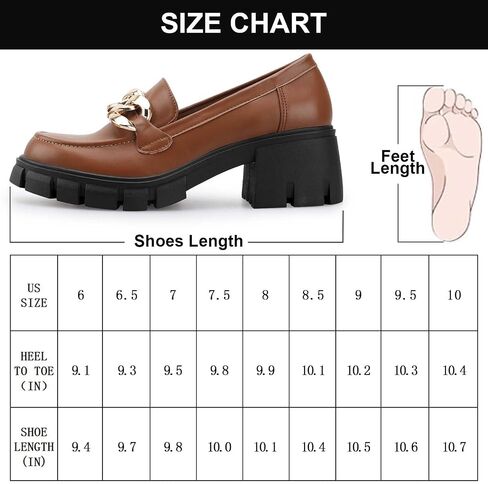 Women's Platform Loafers with Chain Fashion Round Toe Slip On Chunky Heel Lug Sole Loafers Shoes Penny Casual Business Shoes in Saudi Arabia