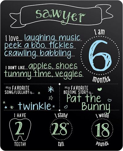 Pearhead All About Baby Milestone Photo Sharing Monthly Chalkboard, Baby Photo Prop, Black in Saudi Arabia
