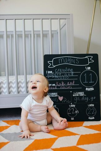 Pearhead All About Baby Milestone Photo Sharing Monthly Chalkboard, Baby Photo Prop, Black in Saudi Arabia