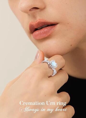 ladytree urn خواتم للرماد للنساء 925 الفضة الاسترليني القلب الحرق التذكاري خلق مجوهرات أوبال لفقد أحبائهم إلى الأبد في قلبي حجم 7 in Kuwait
