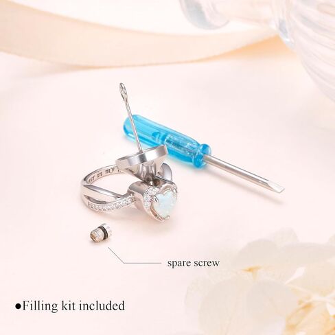 ladytree urn خواتم للرماد للنساء 925 الفضة الاسترليني القلب الحرق التذكاري خلق مجوهرات أوبال لفقد أحبائهم إلى الأبد في قلبي حجم 7 in Kuwait