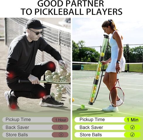 17 Balls Pickleball Ball Retriever & Ball Holder & Shoulder Strap, Back Saver for Pickleball Retriever, Quick for Pickleball Tube Ball Pickup in Saudi Arabia