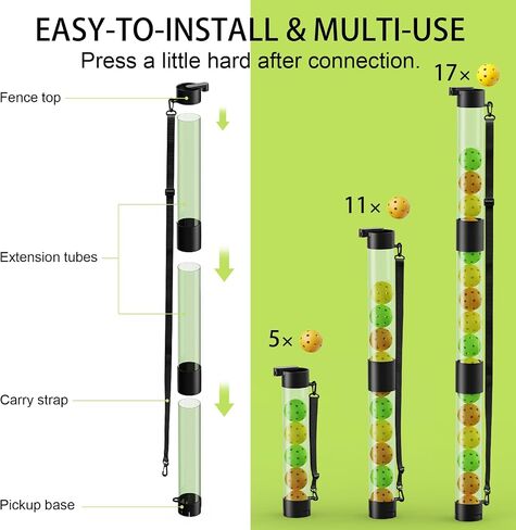 17 Balls Pickleball Ball Retriever & Ball Holder & Shoulder Strap, Back Saver for Pickleball Retriever, Quick for Pickleball Tube Ball Pickup in Saudi Arabia