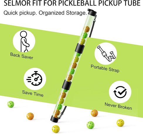 17 Balls Pickleball Ball Retriever & Ball Holder & Shoulder Strap, Back Saver for Pickleball Retriever, Quick for Pickleball Tube Ball Pickup in Saudi Arabia