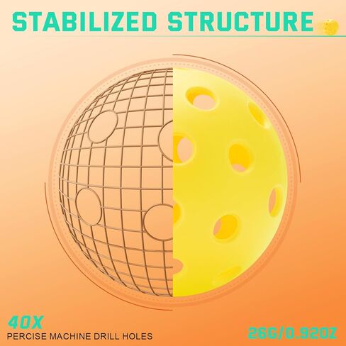 U-pick Pickleball Balls, Outdoor Pickleball Ball 4 Packs/12 Packs, Pickle Balls with Mesh Bag, High Elasticity Balanced Durable, 40 Holes Pickleballs for All Skill Levels, Yellow/Blue/Pink/Green in Kuwait