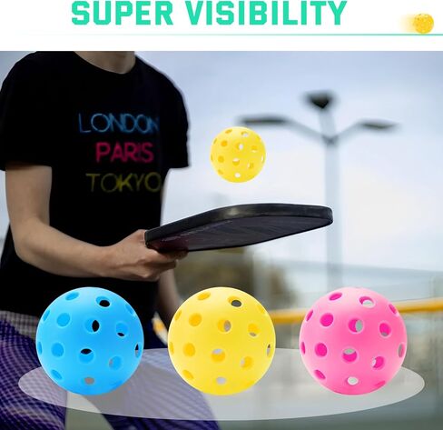 U-pick Pickleball Balls, Outdoor Pickleball Ball 4 Packs/12 Packs, Pickle Balls with Mesh Bag, High Elasticity Balanced Durable, 40 Holes Pickleballs for All Skill Levels, Yellow/Blue/Pink/Green in Kuwait