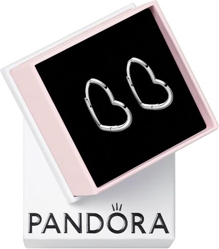 PANDORA Asymmetrical Heart Hoop Earrings - Timeless Earrings for Women - Great Gift - Made with Sterling Silver - With Gift Box in Saudi Arabia