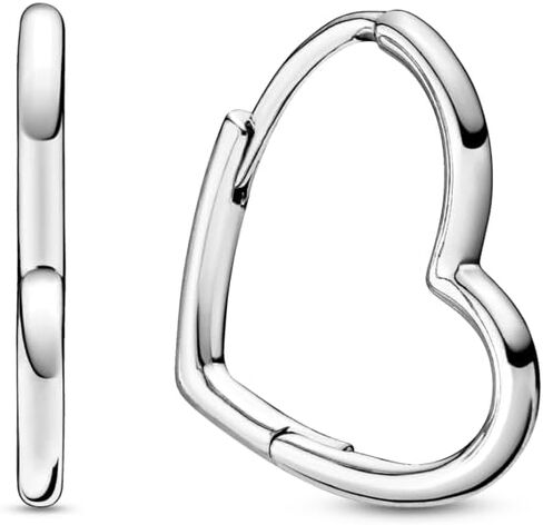 PANDORA Asymmetrical Heart Hoop Earrings - Timeless Earrings for Women - Great Gift - Made with Sterling Silver - With Gift Box in Saudi Arabia