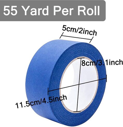 Blue Painters Tape，2 Inch Bulk Paint Tape 10 Rolls x 2 Inch x 55 Yards - Easy Removal Painter's Tape Blue Masking Tape for for Painting, Home, Office, School Stationery, Arts, Crafts, Total 550 Yards in Saudi Arabia