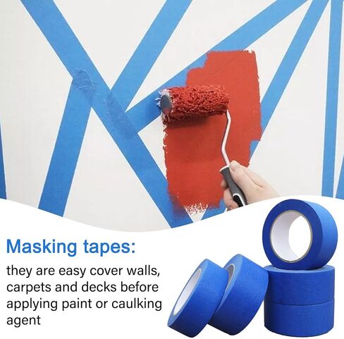 Blue Painters Tape，2 Inch Bulk Paint Tape 10 Rolls x 2 Inch x 55 Yards - Easy Removal Painter's Tape Blue Masking Tape for for Painting, Home, Office, School Stationery, Arts, Crafts, Total 550 Yards in Saudi Arabia