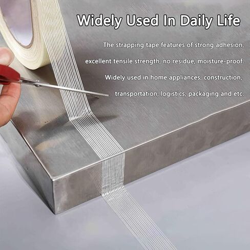 شريط ربط أحادي الفتيل، شريط تعبئة عالي التحمل مقاس 1 بوصة × 55 ياردة، شريط من الألياف الزجاجية المقوى الشفاف in Kuwait