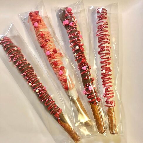 300 PCS Pretzel Rod Bags Iridescent Wrapping Paper Bags Self Sealing Cookies Bags Bulk Clear Resealable Plastic Bags 1.2x7.9 inch Clear Treat Individual Bags for Candy Gifts Cookies Bakery Treat in Saudi Arabia