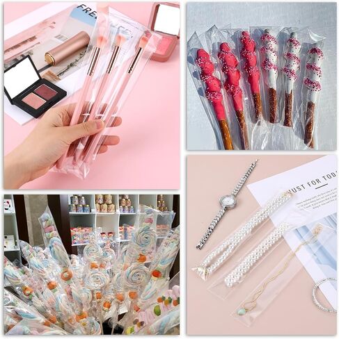 300 PCS Pretzel Rod Bags Iridescent Wrapping Paper Bags Self Sealing Cookies Bags Bulk Clear Resealable Plastic Bags 1.2x7.9 inch Clear Treat Individual Bags for Candy Gifts Cookies Bakery Treat in Saudi Arabia