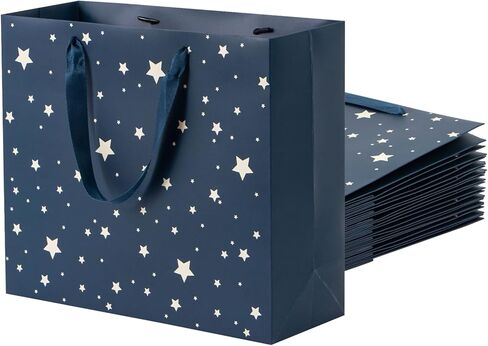 عبوة من 12 كيس هدايا من Uceoo، أكياس هدايا زرقاء فاخرة متنوعة مع مناديل ورقية قابلة لإعادة الاستخدام لتغليف الهدايا لأعياد الميلاد، وحفلات استقبال المولود الجديد، وحفلات الزفاف، وهدايا الحفلات، وهدايا العطلات، مقاس 12.6 بوصة × 4.5 بوصة × 11 بوصة in Kuwait