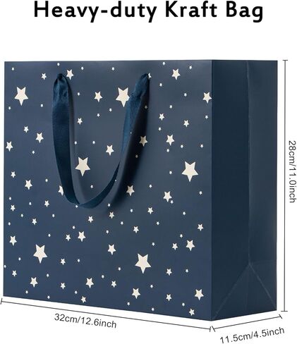 عبوة من 12 كيس هدايا من Uceoo، أكياس هدايا زرقاء فاخرة متنوعة مع مناديل ورقية قابلة لإعادة الاستخدام لتغليف الهدايا لأعياد الميلاد، وحفلات استقبال المولود الجديد، وحفلات الزفاف، وهدايا الحفلات، وهدايا العطلات، مقاس 12.6 بوصة × 4.5 بوصة × 11 بوصة in Kuwait