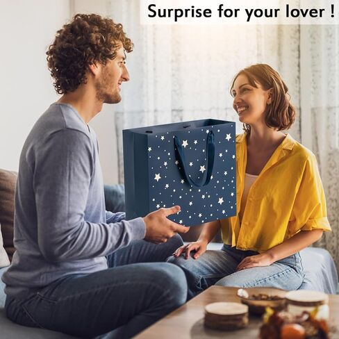 عبوة من 12 كيس هدايا من Uceoo، أكياس هدايا زرقاء فاخرة متنوعة مع مناديل ورقية قابلة لإعادة الاستخدام لتغليف الهدايا لأعياد الميلاد، وحفلات استقبال المولود الجديد، وحفلات الزفاف، وهدايا الحفلات، وهدايا العطلات، مقاس 12.6 بوصة × 4.5 بوصة × 11 بوصة in Kuwait