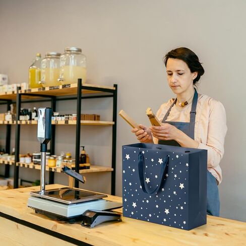 عبوة من 12 كيس هدايا من Uceoo، أكياس هدايا زرقاء فاخرة متنوعة مع مناديل ورقية قابلة لإعادة الاستخدام لتغليف الهدايا لأعياد الميلاد، وحفلات استقبال المولود الجديد، وحفلات الزفاف، وهدايا الحفلات، وهدايا العطلات، مقاس 12.6 بوصة × 4.5 بوصة × 11 بوصة in Kuwait