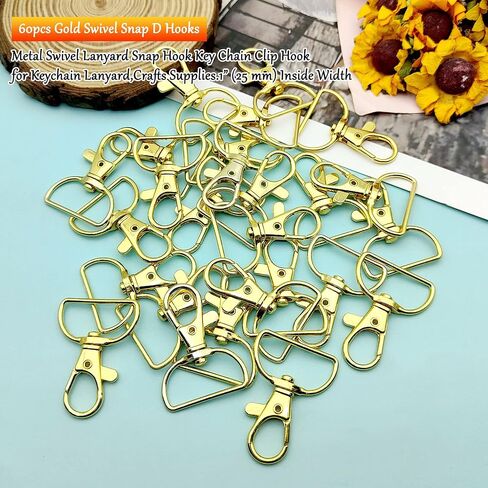 60Pcs Swivel Snap Hook D Ring,6 Colors Metal Swivel Clasps Lobster Clasp Key Chain Clip Hook Swivel Clasps Claw Lobster Lanyard Clasp for Keychain Lanyard,Jewelry,DIY Crafts Supplies(6 Colors) in Saudi Arabia