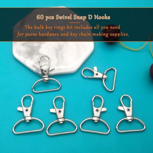 60Pcs Swivel Snap Hook D Ring,6 Colors Metal Swivel Clasps Lobster Clasp Key Chain Clip Hook Swivel Clasps Claw Lobster Lanyard Clasp for Keychain Lanyard,Jewelry,DIY Crafts Supplies(6 Colors) in Saudi Arabia