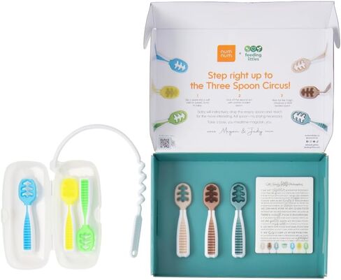NumNum GOOtensil ما قبل الملاعق × تغذية الصغار | طقم 6 ملاعق أطفال (المرحلة 1 + المرحلة 2) | أدوات التغذية الذاتية المصنوعة من السيليكون للأطفال الصغار خالية من مادة BPA | للأطفال بعمر 6 أشهر فما فوق، مجموعة هدايا - حقيبة سفر + 6 ملاعق in Kuwait