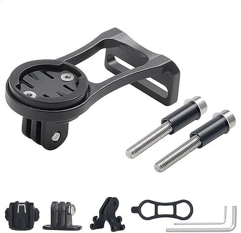 Aluminium Alloy Bicycle Computer Mount Holder Headlight Clamp Bike Handlebar Extension Bracket Adapter for Garmin Edge GPS Gopro (Black) in Saudi Arabia