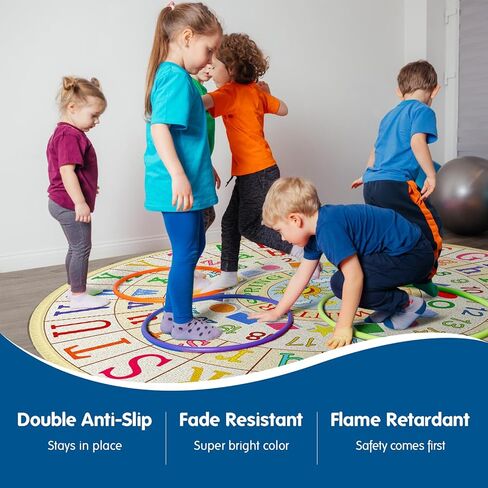 سجادة Booooom Jackson للأطفال للفصل الدراسي ABC Mat مقاس 6'5''x6'5'' سجادة لدائرة الحضانة في مرحلة ما قبل المدرسة سجادة الأبجدية، سجادة منطقة اللعب الابتدائية سجادة تعليمية مع دعم غير قابل للانزلاق (بيج، 6.5 × 6.5 قدم) in Kuwait
