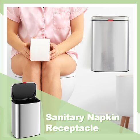 Tioncy Sanitary Napkin Receptacle Wall Mounted Tampon Holder Feminine Hygiene Disposal Container with Removable Inner Bucket Stainless Steel Tampon Disposal Bin Trash Can for Bathroom Restroom Home in Saudi Arabia