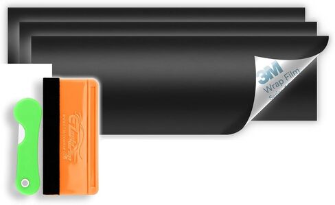 مجموعة أدوات مجانية 3 قطعة 12 "x 4" 3m 1080 شعار تشيفي ربطة عنق غير لامعة من الفينيل الأسود ملصق لاصق لاصق فيلم قشر وعصا in Kuwait