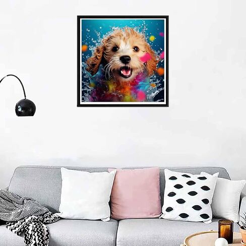 zariocy 5d الماس الفن اللوحة مجموعات جرو، DIY الطلاء مع الماس الفن الحيوان جولة الحفر الكامل الكريستال الماس لوحات التطريز الفنون الحرفية للمنزل مكتب جدار ديكور 12x12 بوصة in Kuwait