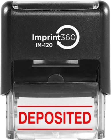AS-IMP1128K - DEPOSITED w/Upper and Lower Bars, Black Ink, Heavy Duty Commerical Self-Inking Rubber Stamp, 9/16" x 1-1/2" Impression in Saudi Arabia