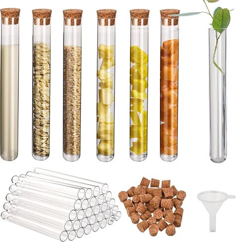 30 قطعة من أنابيب اختبار البلاستيك الشفاف مع سدادات الفلين، زجاجات بلاستيكية صغيرة مقاس 16 × 100 مم 10 مل مع فلين، ختم جيد لتخزين الحلوى، ملح الاستحمام، التجارب العلمية وانتشار النباتات in Kuwait