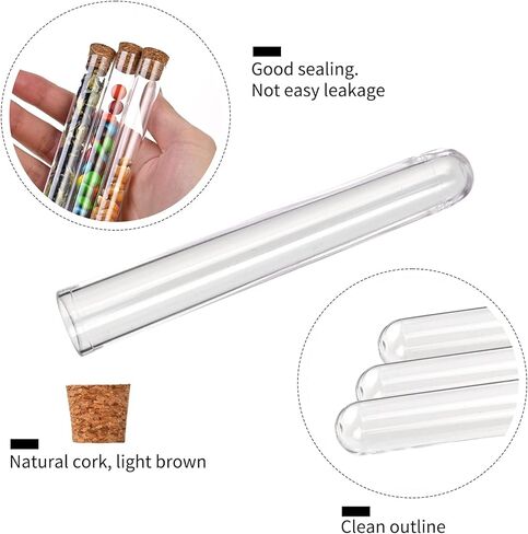 30 قطعة من أنابيب اختبار البلاستيك الشفاف مع سدادات الفلين، زجاجات بلاستيكية صغيرة مقاس 16 × 100 مم 10 مل مع فلين، ختم جيد لتخزين الحلوى، ملح الاستحمام، التجارب العلمية وانتشار النباتات in Kuwait