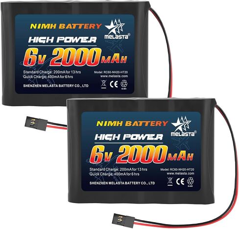 melasta RC Receiver Battery 6V 2000mAh Rechargeable NiMH Receiver RX Batteries Pack Compatible with Futaba RC Airplane Servo Controller Hitec Connectors for RC Airplanes/RC Aircrafts (2-Pack) in Saudi Arabia