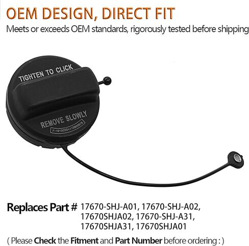 غطاء غاز FOKES، غطاء حشو خزان الوقود متوافق مع Accord CR-V CR-Z Element Odyssey Pilot Ridgeline S2000 Acura MDX RSX TL TSX يستبدل #117670-SHJ-A01 17670-SHJ-A02 17670SHJA31 in Kuwait