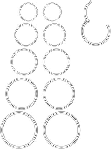 Yolev 10PCS Small Nose Ring Hoop 18g Silver Cartilage Hoop for Women Stainless Ssteel Earring Nose Piercing Jewelry Septum Ring Lip Rings 6/8/10/12/14mm in Saudi Arabia